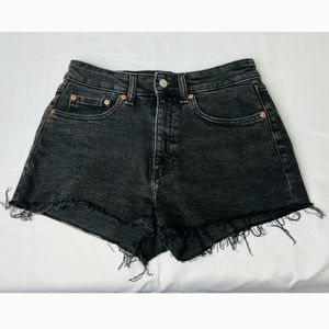 H&M Charcoal Black High Waisted Jean Shorts